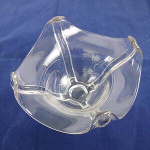 Murano Style Art Glass Clear Crystal Decorative Bowl Handmade Italy